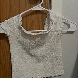SO White Smocked Crop Top